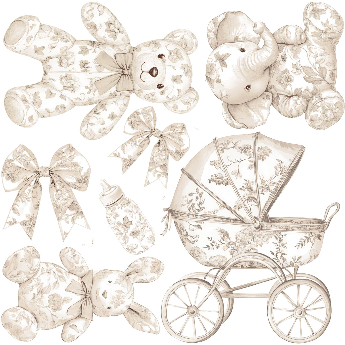 Mini - Beige Toile Baby Shower