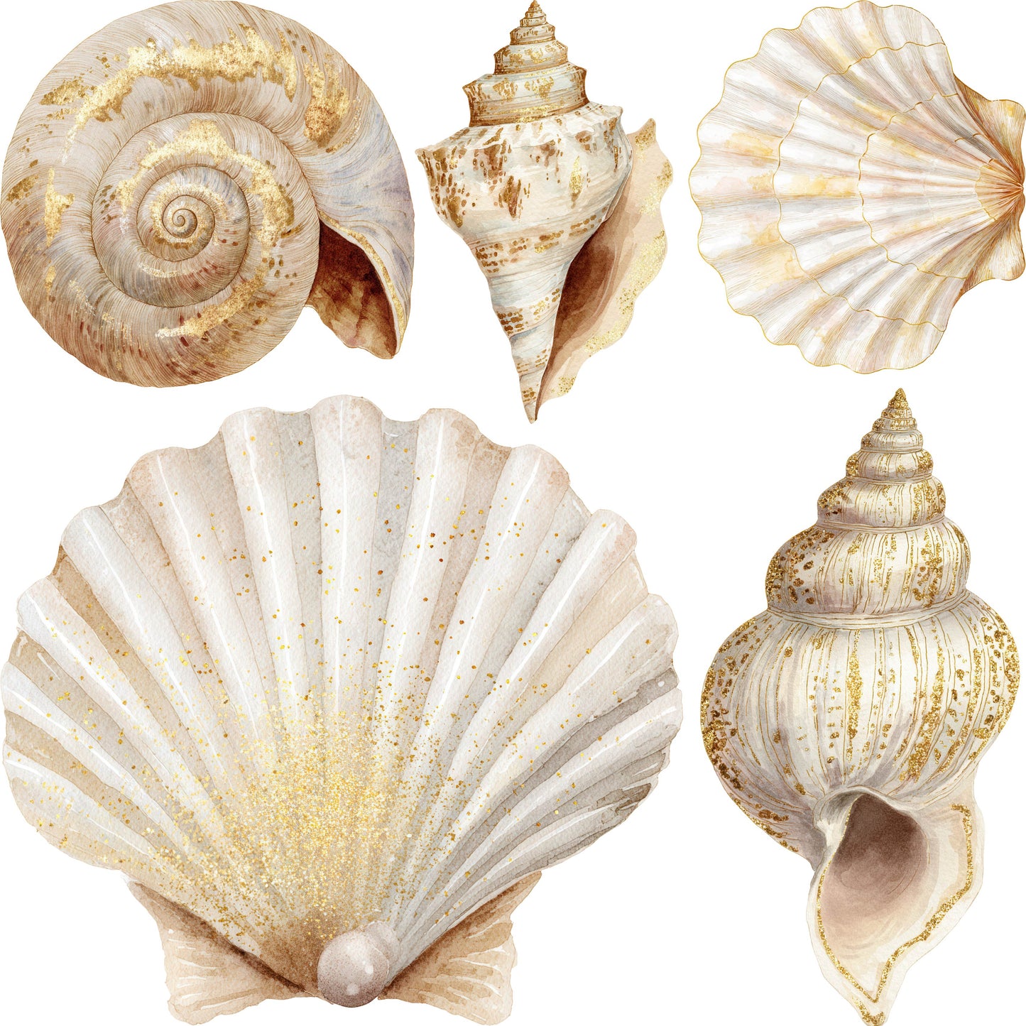 Mini - Beige & Gold Shells