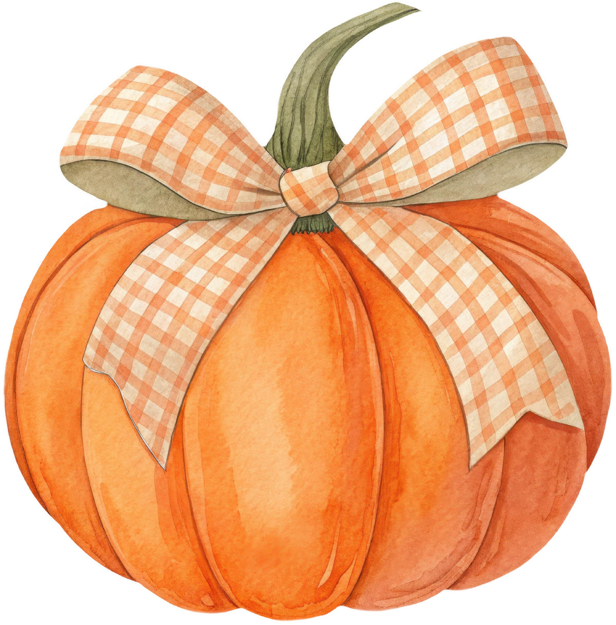 Orange Pumpkin Gingham Bow