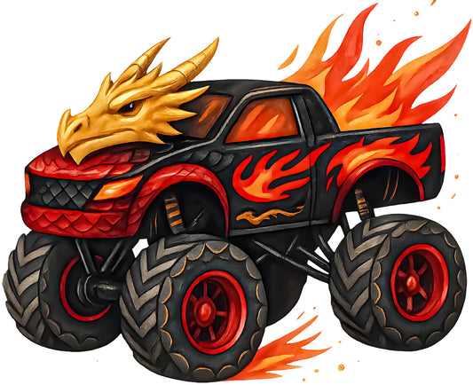 Black & Red Fire Monster Truck