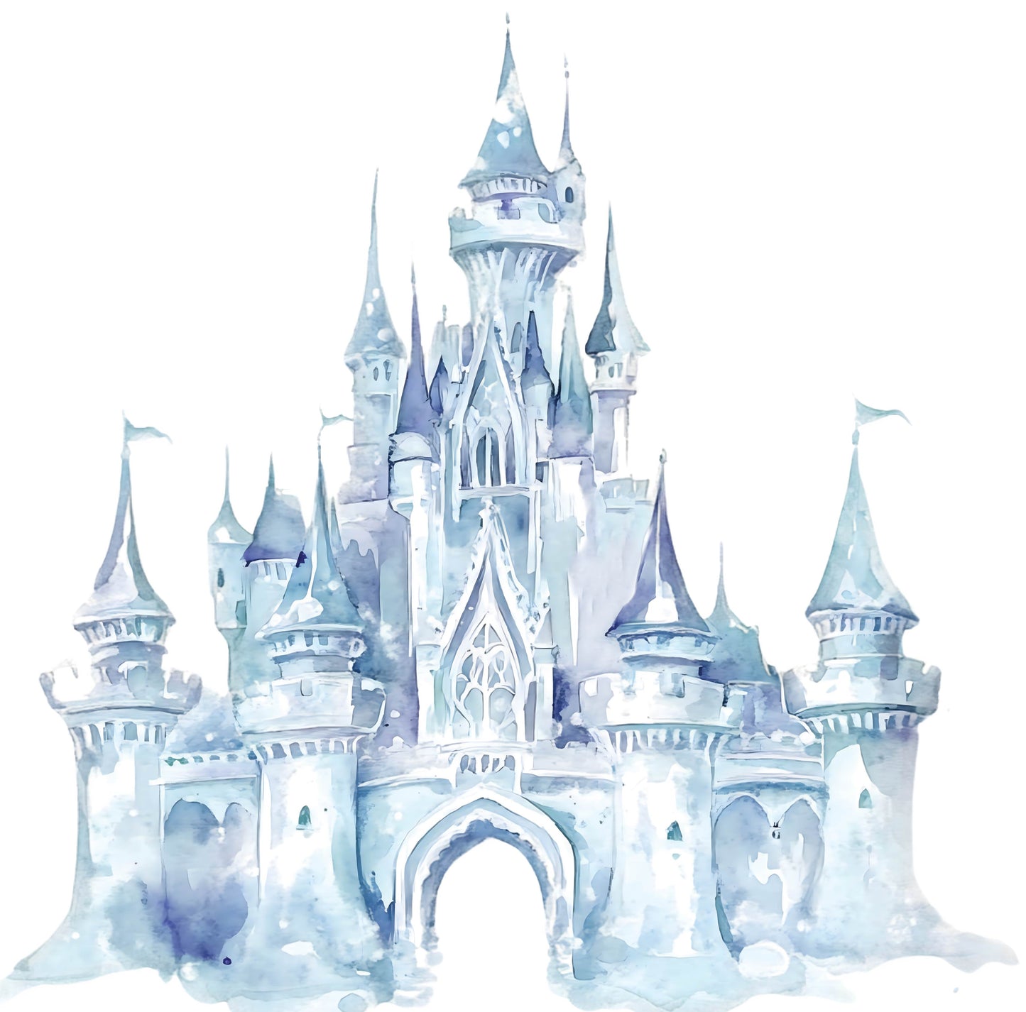Blue Ice Castle Watercolour
