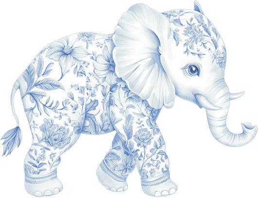 Blue Toile Elephant