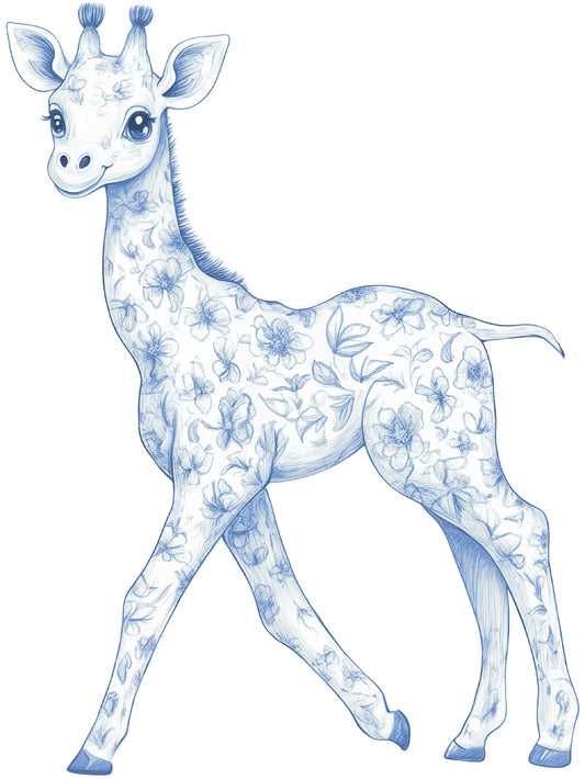 Blue Toile Giraffe