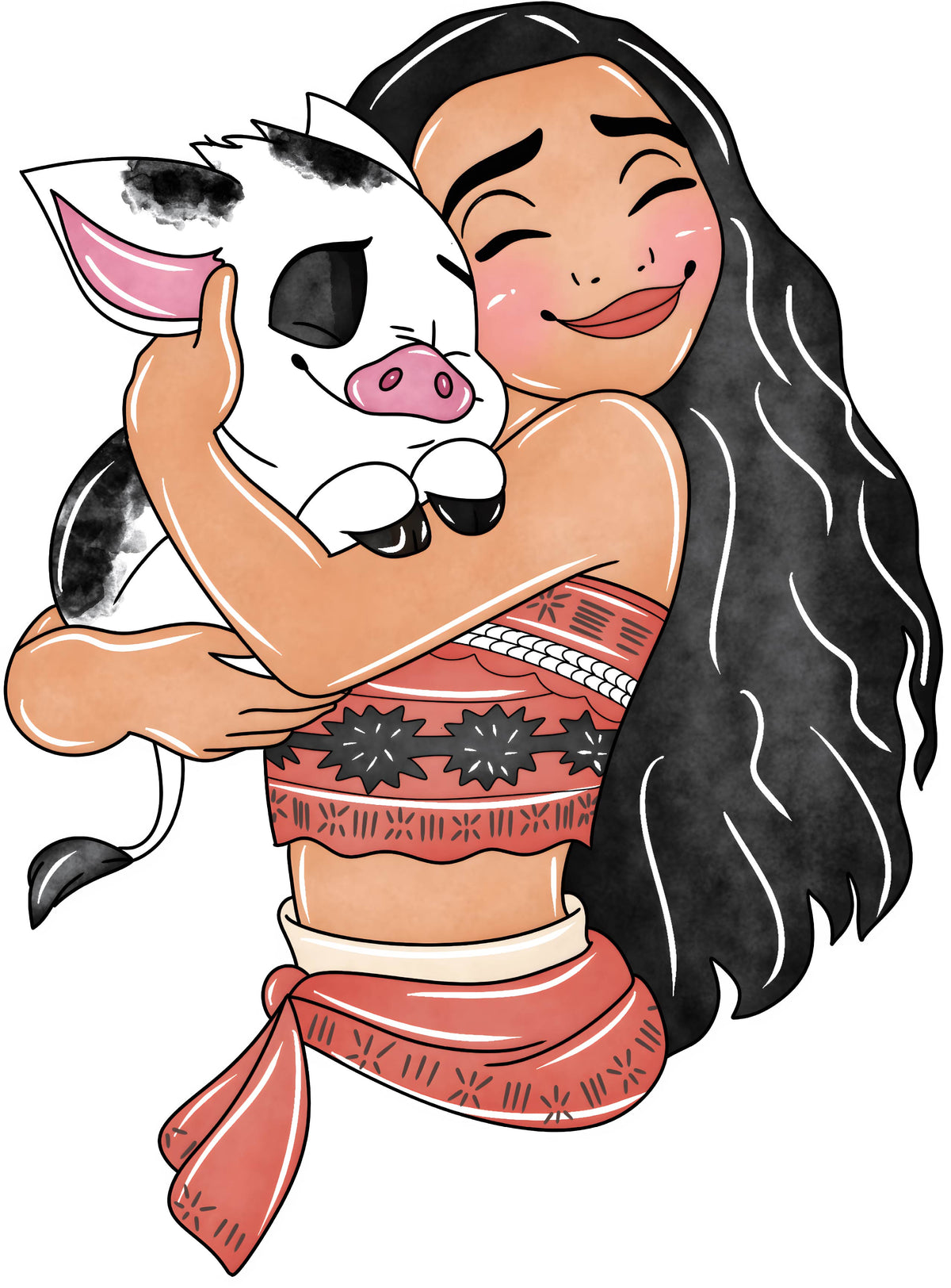 Hawaiian Island Girl & Pig