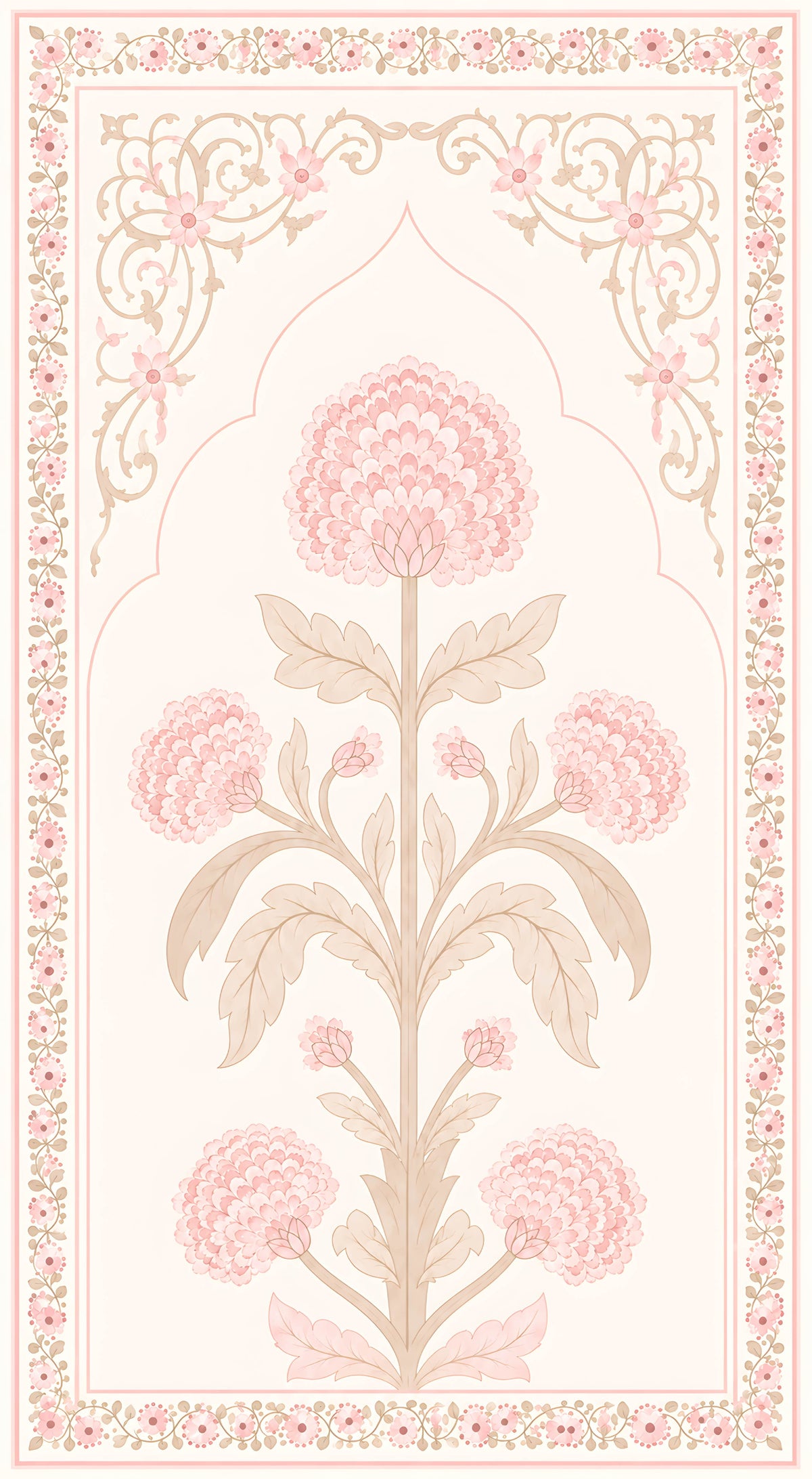 Pastel Pink Mughal Floral Sailboard