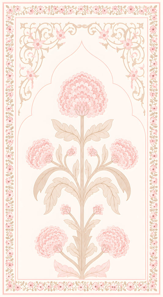 Pastel Pink Mughal Floral Sailboard